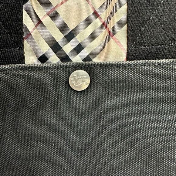 Burberry Blue Label Black Canvas and Nova Check Tote - Picture 2 of 10